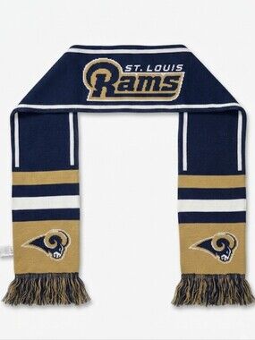 Vintage St. Louis Rams NFL Scarf Navy Blue Gold Millennium Era Retro Knit Winter